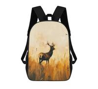 sinyumoney Deer in Golden Field Sac À Dos Scolaire Enfant Tendance Et Décontracté, Sac À Dos Imprimé En 3D Pour Garçon, Grand Sac À Dos 17inch