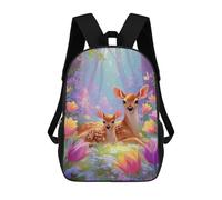 sinyumoney Deer in Spring Forest Sac À Dos Imprimé En 3D, Sac D'école Décontracté Et Tendance Pour Enfants, Sac D'école Pour Garçons, Collégiens 17inch