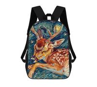 sinyumoney Deer in Starry Night Style Sac À Dos Scolaire Pour Enfants Imprimé En 3D, Idéal Pour Les Voyages Et Les Lectures, Pour Les Garçons Et Les Élèves Du Primaire 17inch