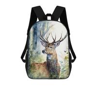 sinyumoney Deer in The Forest Sac À Dos Enfant, Sac D'école, Sac À Dos Imprimé 3D Avec Motif De Dessin Animé, Grande Capacité, Pour Garçons Et Filles 17inch