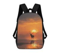 sinyumoney Deer Silhouette at Sunset Sacs À Dos Scolaires Pour Enfants, Sac D'école Imprimé En 3D Pour Garçons, Élèves Du Primaire Et Du Collège 17inch