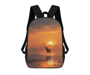 sinyumoney Deer Silhouette at Sunset Sacs À Dos Scolaires Pour Enfants, Sac D'école Imprimé En 3D Pour Garçons, Élèves Du Primaire Et Du Collège 17inch