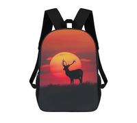 sinyumoney Deer Silhouette Sunset Sac À Dos Scolaire Pour Enfants Imprimé En 3D, Idéal Pour Les Voyages Et Les Livres 17inch