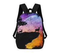 sinyumoney Deer Silhouettes Against Colorful Sky Sac À Dos En Peluche À Motif Dessin Animé, Sac À Dos 3D Pour Enfants, Idée Cadeau D'anniversaire Pour Garçons Et Filles 17inch