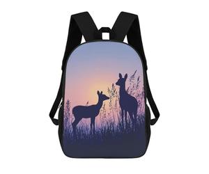 sinyumoney Deer Silhouettes at Sunset Sac À Dos Scolaire Imprimé En 3D Pour Garçons Et Filles, Sac À Dos Pour Ordinateur Portable Pour Enfants/étudiants/adultes 17inch