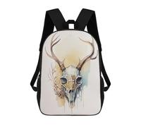 sinyumoney Deer Skull Watercolor Art Print Sac À Dos Scolaire Imprimé En 3D Pour Enfants, Sac À Dos Garçon/fille, Sac De Voyage Pour Enfants 17inch