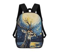sinyumoney Deer Under Starry Night Sac À Dos Scolaire Pour Enfants Imprimé En 3D, Idéal Pour Les Voyages Et Les Lectures, Pour Les Garçons Et Les Élèves Du Primaire 17inch