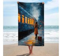 sinyumoney Dernier Train - Une Pause Avant Les adieux - Ensemble de Serviettes de Plage légères, Douces et absorbantes pour la Salle de Bain, la Piscine et la Plage (130 cm x 80 cm).