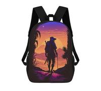 sinyumoney Desert Explorer Silhouette Sacs À Dos Scolaires Pour Enfants, Sac D'école Imprimé En 3D Pour Garçons, Élèves Du Primaire Et Du Collège 17inch