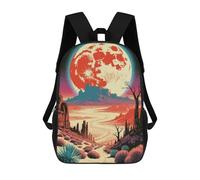 sinyumoney Desert Landscape with Red Moon Sacs À Dos Scolaires Pour Enfants, Sac D'école Imprimé En 3D Pour Garçons, Élèves Du Primaire Et Du Collège 17inch