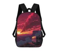 sinyumoney Desert Sunset Camper Adventure -3 Sacs À Dos 17 Pouces Pour Enfants, Sacs D'école Imprimés En 3D Pour Élèves Du Primaire Et Du Collège, Garçons Et Filles