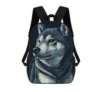 sinyumoney Detailed Shiba Inu Portrait Sac À Dos Scolaire Pour Adolescents, Imprimé En 3D, Ajustable, À Poches Tendance, Pour Enfants, Garçons, Filles, Étudiants Et Adolescents 17inch