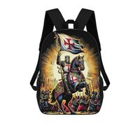 sinyumoney Deus Vult Godfrey Leads Sac À Dos Scolaire Pour Enfants Imprimé En 3D, Idéal Pour Les Voyages Et Les Lectures, Pour Les Garçons Et Les Élèves Du Primaire 17inch