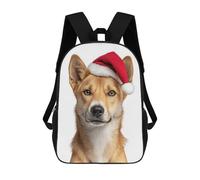 sinyumoney Dingo with Santa Hat Portrait Sac À Dos Enfant Tendance Et Amusant, Sac À Dos Pour Garçons Et Adolescents, Sac D'école Imprimé En 3D Pour Garçons 17inch