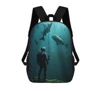 sinyumoney Diving Deep Sea With Fish Sacs À Dos Scolaires Pour Enfants, Sac D'école Imprimé En 3D Pour Garçons, Élèves Du Primaire Et Du Collège 17inch