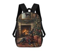 sinyumoney Doberman in Festive Sweater Dog Christmas Portrait by Fireplace Sac À Dos Scolaire Imprimé En 3D Pour Enfants, Sac À Dos Garçon/fille, Sac De Voyage Pour Enfants 17inch