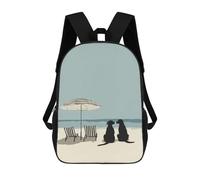 sinyumoney Dog Beach Tropical Art Sac À Dos Scolaire Imperméable, Sac À Dos Professionnel Pour Filles, Garçons Et Adolescents 17inch