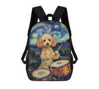 sinyumoney Dog Drummer Starry Night Sac À Dos Scolaire Pour Enfants, Sac D'école Imprimé En 3D, Sac D'école Tendance Pour Garçons, Élèves Du Primaire Et Du Collège 17inch