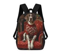 sinyumoney Dog in Christmas Sweater Portrait German Shorthaired Pointer in Sweater Sac À Dos Scolaire Enfant Tendance Et Décontracté, Sac À Dos Imprimé En 3D Pour Garçon, Grand Sac À Dos 17inch