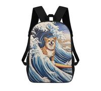 sinyumoney Dog in Great Wave Sac À Dos Scolaire, Sac À Dos Pour Garçons Et Adolescents, Cadeau, Sac À Dos Imprimé En 3D, Sac À Dos Scolaire, Sac À Livres 17inch