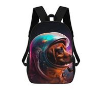 sinyumoney Dog in Space Helmet -2 Sac À Dos Scolaire Pour Enfants 17 Pouces, Sac À Dos Décontracté Pour Les Voyages, Grand Sac À Dos De Jour Pour Garçons Et Filles 17inch