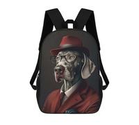 sinyumoney Dog in Suit And Hat Sac À Dos Scolaire Pour Adolescents, Imprimé En 3D, Ajustable, À Poches Tendance, Pour Enfants, Garçons, Filles, Étudiants Et Adolescents 17inch