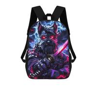 sinyumoney Dog Miniature Schnauzer Samurai Warrior Sac À Dos Enfant, Sac D'école, Sac À Dos Imprimé 3D Avec Motif De Dessin Animé, Grande Capacité, Pour Garçons Et Filles 17inch