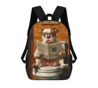 sinyumoney Dog Reading Newspaper on Toilet-12 Sac À Dos Pour Garçons Et Adolescents, Sacs À Dos Pour Filles, Sacs À Dos Pour Tout-petits, Sacs À Livres Pour L'école Primaire Et Le Collège 17inch