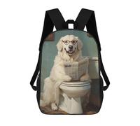 sinyumoney Dog Reading Newspaper on Toilet-36 Sacs À Dos, Sac À Dos Enfant, Sac D'école, Sac À Dos De Voyage Imprimé En 3D, Accessoire De Mode, Sac À Dos Imperméable Pour Enfants 17inch