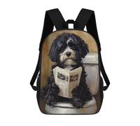 sinyumoney Dog Reading Newspaper on Toilet Sacs À Dos Tendance Imprimés En 3D 17inch Sac D'école Décontracté Pour Enfants, Garçons, Élèves Du Primaire Et Du Collège
