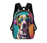 sinyumoney Dog with Headphones And Sunglasses Sac À Dos Scolaire Pour Filles Et Garçons, Grande Capacité, Léger, Pour Enfants Et Étudiants 17inch