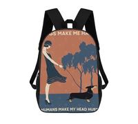 sinyumoney Dogs Make Me Happy Humans Sac À Dos Scolaire Pour Enfants Imprimé En 3D, Idéal Pour Les Voyages Et Les Livres 17inch