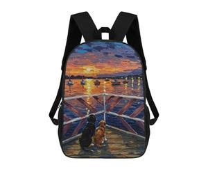 sinyumoney Dogs Watching Sunset over The Sea Sacs À Dos Pour Enfants, Sac D'école Imprimé En 3D, Cartable Pour Enfants, Sac De Voyage, Sac À Dos Garçon Fille, Sac D'école Pour Enfants 17inch