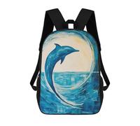 sinyumoney Dolphin Abstract Sea Sac À Dos Scolaire Imprimé En 3D, Sac À Dos Décontracté Pour Enfants, Sac D'école Imprimé En 3D Pour Garçons, Primaire Et Collège 17inch