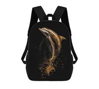 sinyumoney Dolphin Gold Dark Sac À Dos Scolaire Pour Filles Et Garçons, Grande Capacité, Léger, Pour Enfants Et Étudiants 17inch