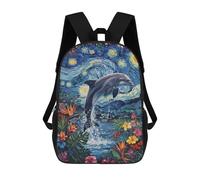 sinyumoney Dolphin in Starry Night Floral Scene Sacs À Dos Scolaires Pour Enfants, Sac D'école Imprimé En 3D Pour Garçons, Élèves Du Primaire Et Du Collège 17inch