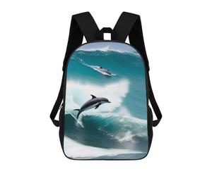 sinyumoney Dolphins Fishes in The Sea Sacs À Dos 17 Pouces Pour Enfants, Sacs D'école Imprimés En 3D Pour Élèves Du Primaire Et Du Collège, Garçons Et Filles