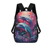 sinyumoney Dolphins in A Colorful Ocean -4 Sac À Dos Scolaire Imprimé En 3D, Sac À Dos Tendance Pour Enfants, Sac À Dos Pour Garçons, Élèves Du Collège 17inch