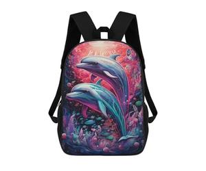 sinyumoney Dolphins in A Colorful Ocean -4 Sac À Dos Scolaire Imprimé En 3D, Sac À Dos Tendance Pour Enfants, Sac À Dos Pour Garçons, Élèves Du Collège 17inch