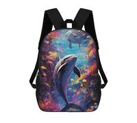 sinyumoney Dolphins in A Colorful Ocean Sac À Dos Scolaire Imprimé En 3D Pour Enfants, Sac À Dos De Voyage Tendance Et Décontracté Pour Écoliers 17inch