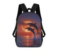sinyumoney Dolphins Jumping Against Full Moon Sac À Dos Scolaire Imprimé En 3D Pour Garçons Et Filles, Sac À Dos Pour Enfants, Sac De Voyage 17inch