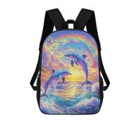 sinyumoney Dolphins Jumping Rainbow Sunset Sacs À Dos Imprimés En 3D Pour Enfants, Sacs D'école Tendance Pour Garçons, Sacs De Voyage, Sacs Scolaires Pour Élèves Du Primaire 17inch