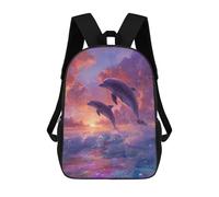 sinyumoney Dolphins Leaping at Sunset Sac À Dos Scolaire Pour Enfants, Imprimé En 3D, Pour Garçons, Élèves Du Primaire Et Du Collège 17inch