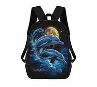 sinyumoney Dolphins Under The Moon Sacs À Dos Pour Enfants, Cartables, Sacs À Dos Scolaires Imprimés En 3D, Sacs À Dos De Voyage Tendance Pour Enfants (primaire, Collège) 17inch
