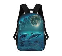 sinyumoney Dolphins Under The Moonlight Sac À Dos Scolaire Pour Filles Et Garçons, Grande Capacité, Léger, Pour Enfants Et Étudiants 17inch