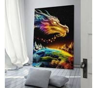 sinyumoney Dragon And Earth Toile Imprimée Pas Chère Pour La Décoration Murale De La Chambre D'un Adolescent Ou D'un Garçon 24x36inch(60x90cm)