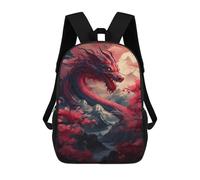 sinyumoney Dragon Blood Moon Japan Sacs À Dos Tendance Imprimés En 3D 17inch Sac D'école Décontracté Pour Enfants, Garçons, Élèves Du Primaire Et Du Collège