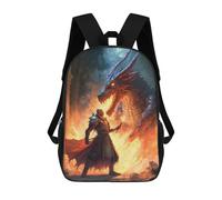 sinyumoney Dragon Confrontation A Hero's Stand Sac À Dos Enfant Tendance Et Amusant, Sac À Dos Pour Garçons Et Adolescents, Sac D'école Imprimé En 3D Pour Garçons 17inch