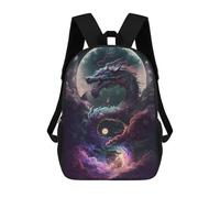 sinyumoney Dragon in Clouds with Moon Sac À Dos Scolaire Pour Enfants, Sac À Dos De Voyage Décontracté, Grand Sac À Dos Pour Garçons Et Filles 17inch