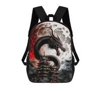 sinyumoney Dragon Moon Tower -1 Sac À Dos Scolaire Imprimé En 3D Pour Enfants, Sac À Dos De Voyage, Sac Tendance Et Décontracté Pour Écoliers 17inch